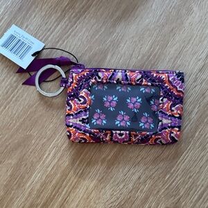 Vera Bradley Zip ID Case in the Lavender Medallion pattern.